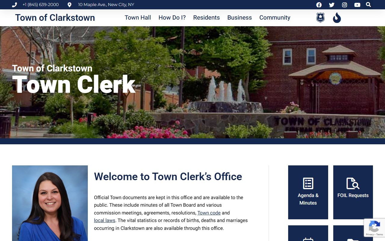 Clarkstown Town Clerk office - does not record deeds