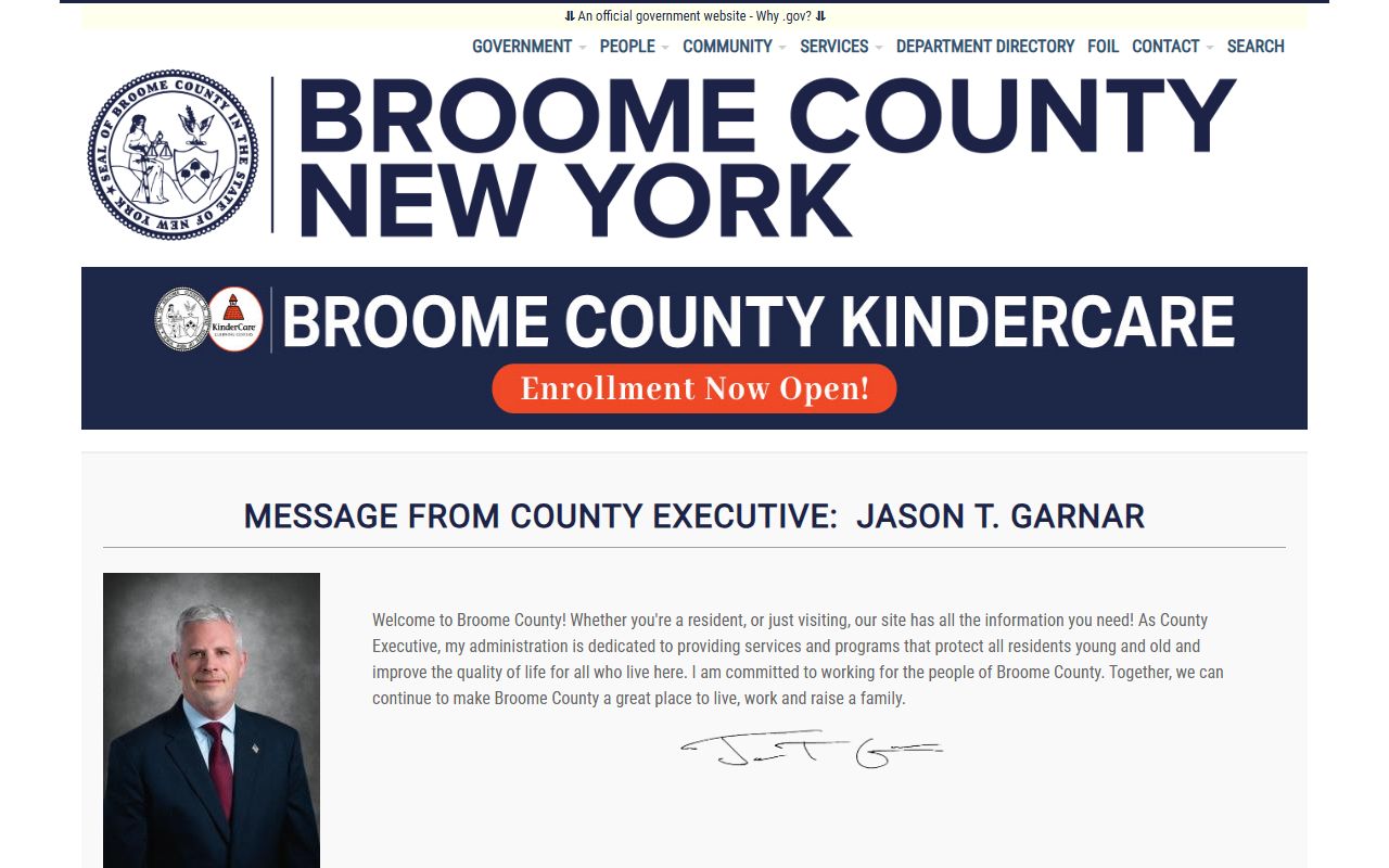 Broome County government website showing County Clerk deed records services