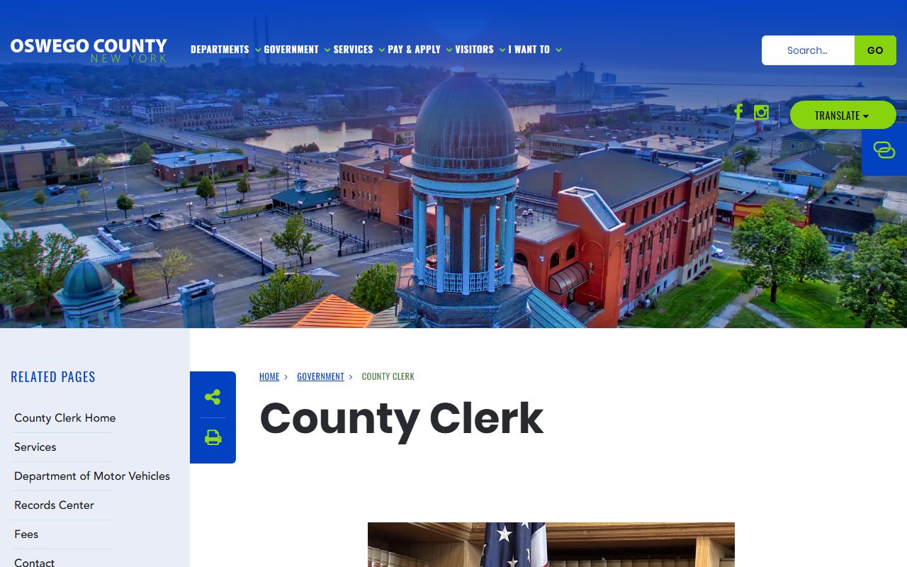 Oswego County Clerk's Office online records portal for searching deed records