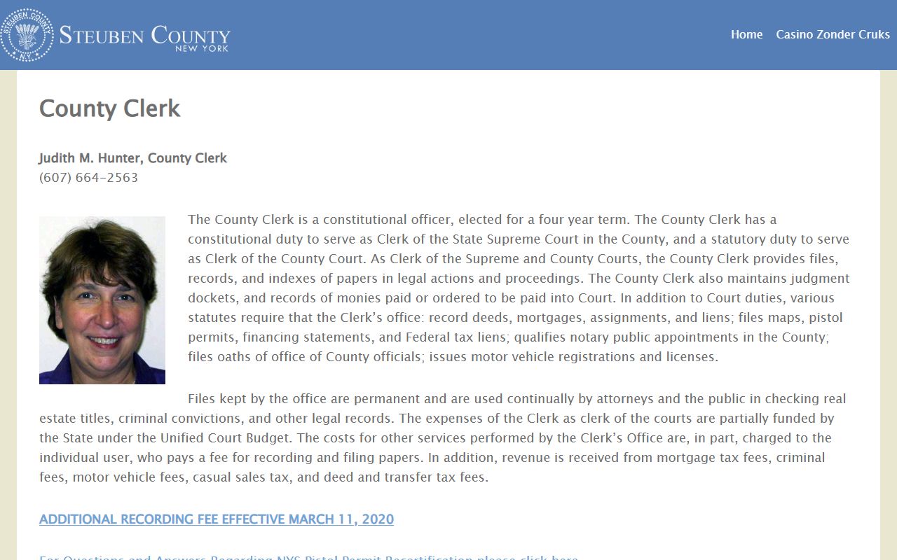 Steuben County Clerk's Office website for deed records access