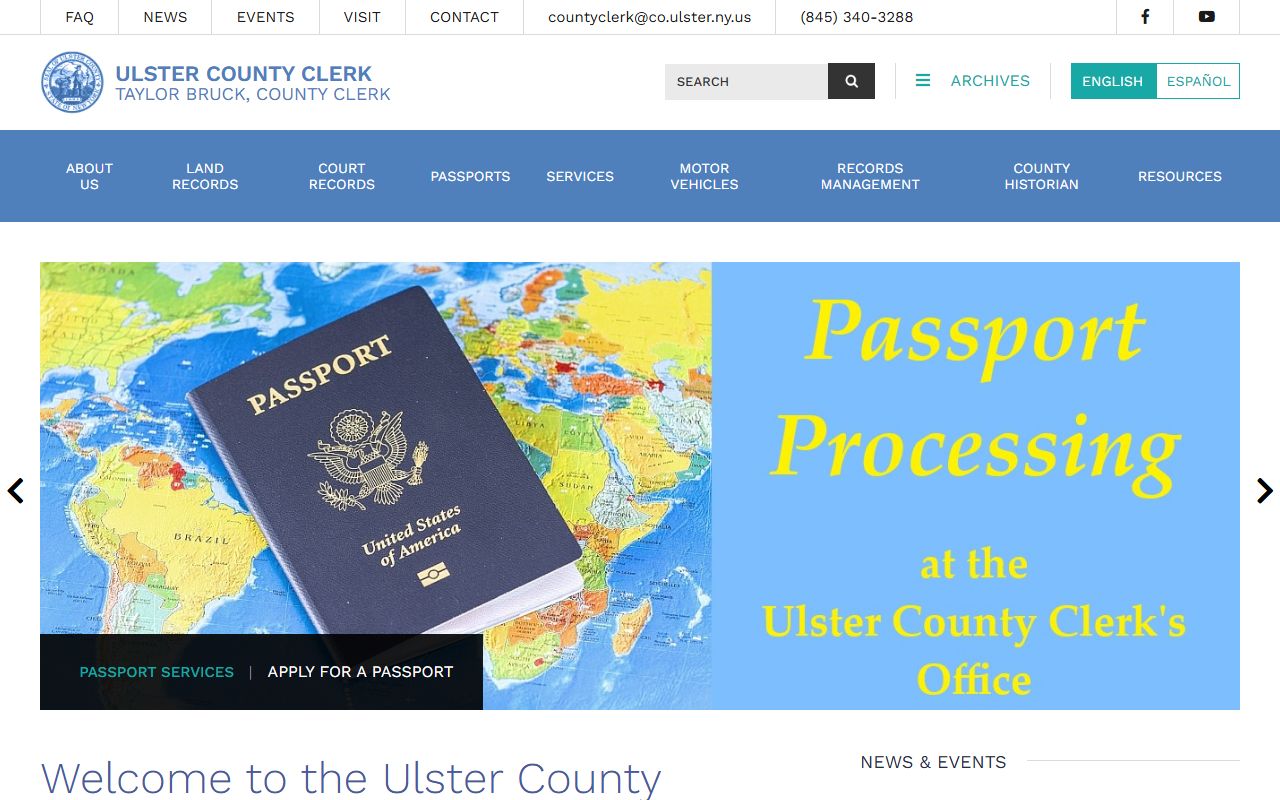Ulster County Clerk's Office website for deed records access