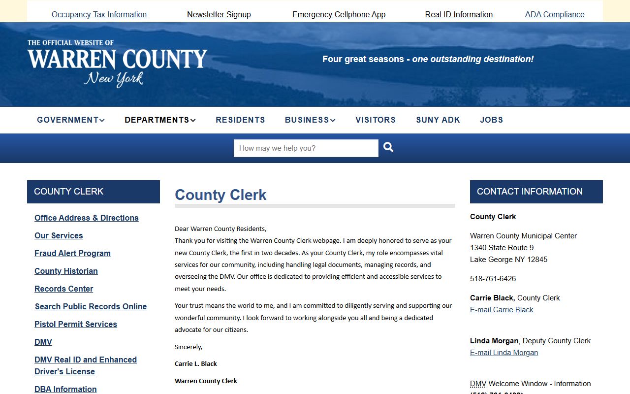 Warren County Clerk's Office website for deed records