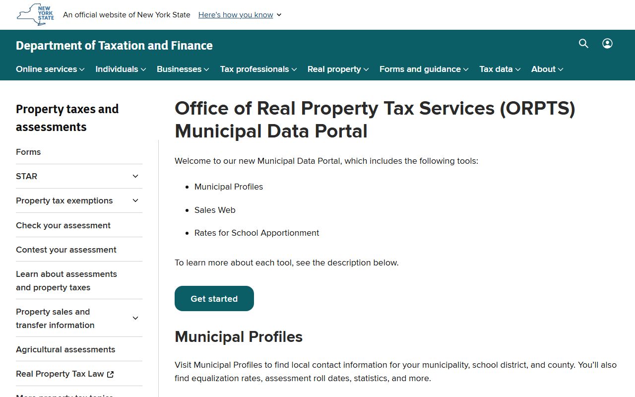 New York Municipal Data Portal for searching deed records and property sales